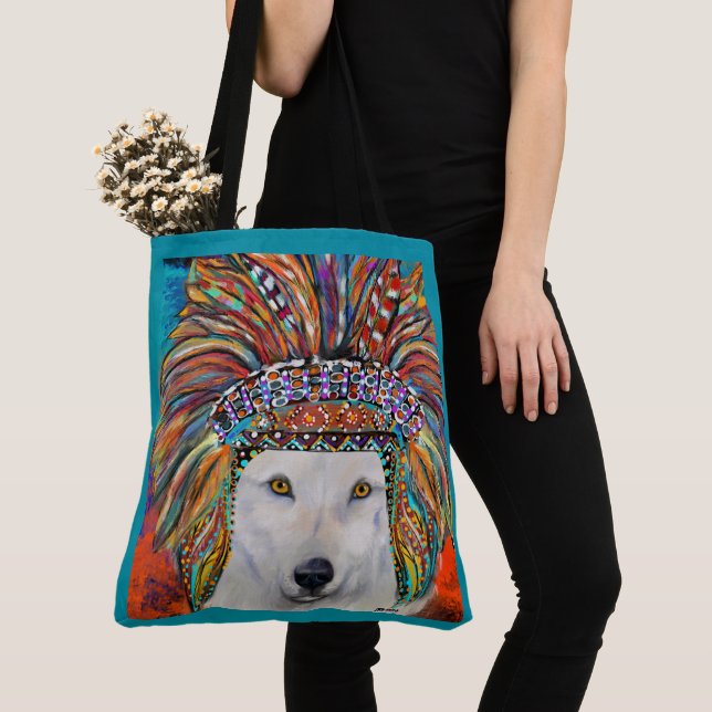 Bolsa Tote Arte do Lobo Branco (Close Up)