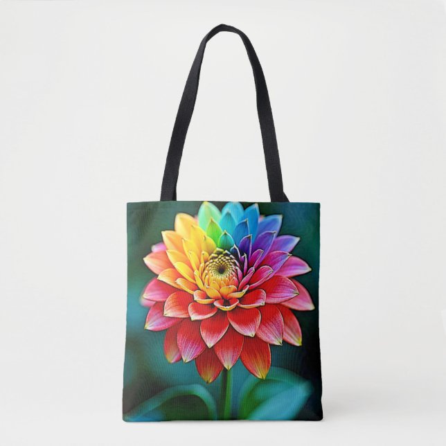 Bolsa Tote Arte do Sonho Petal do Arco-Íris Vibrante (Frente)