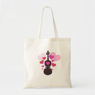 Bolsa Tote Arte do violino com sacola do coração