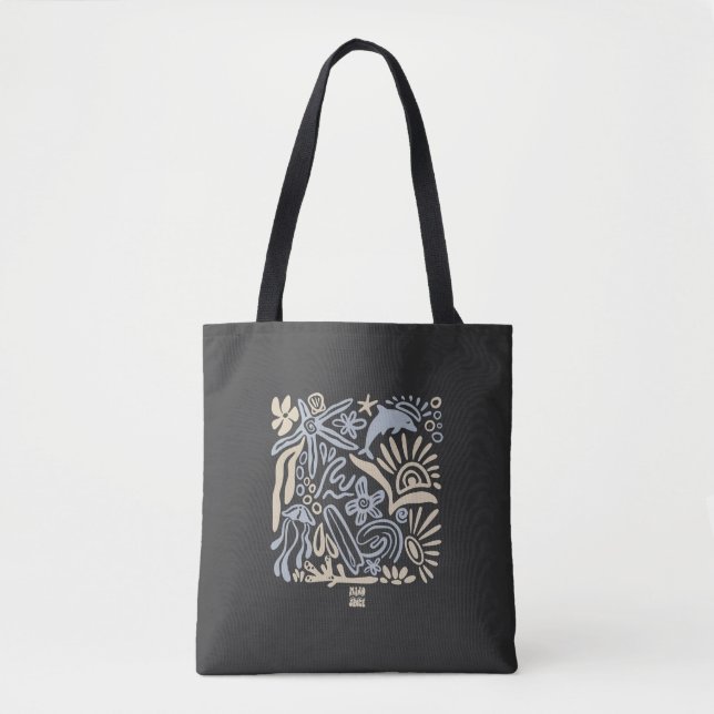 Bolsa Tote Arte Doodle de Vida Oceânica Costeira (Frente)