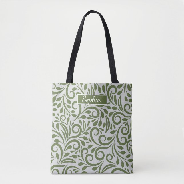 Bolsa Tote Arte Elegante em Forma Verde Orgânica para Present (Frente)