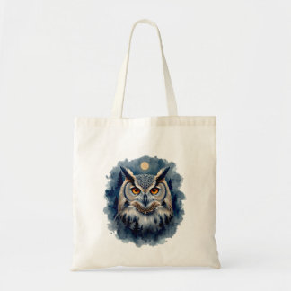 Bolsa Tote Arte em Aquarela da Coruja da Lua Mística | Flores