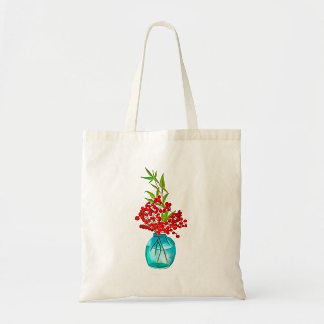 Bolsa Tote Arte em aquarela de frutos vermelhos (Frente)