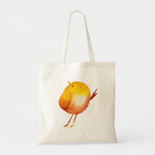 Bolsa Tote Arte em aquarela de pássaro amarelo fofo