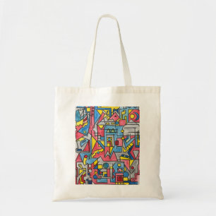 Bolsa Tote Arte em aquarela geométrica Bauhaus moderna da pai