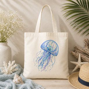 Bolsa Tote Arte em Cerâmica com Tema Floral de Água-viva