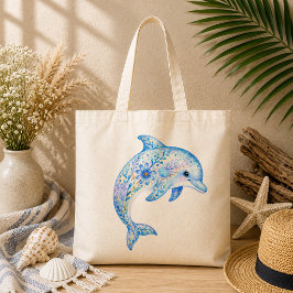 Bolsa Tote Arte em cerâmica tema floral golfinho