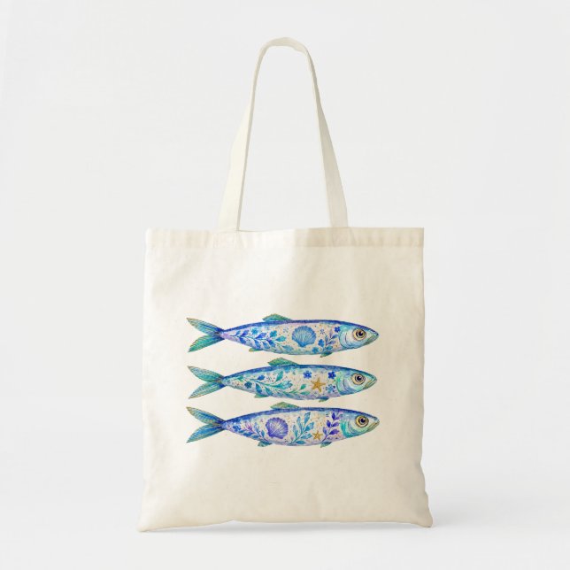 Bolsa Tote Arte em Cerâmica Tema Floral Peixe (Frente)
