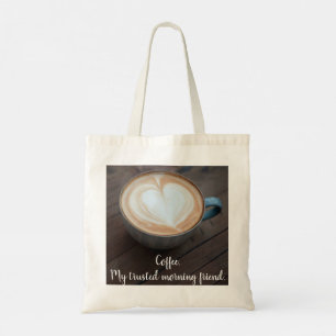 Bolsa Tote Arte em latão de café com forma cardíaca