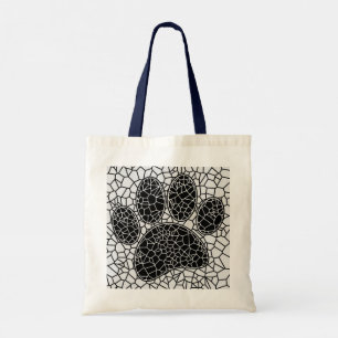 Bolsa Tote Arte em Mosaico Pegada de Pata de Cachorro Preto e