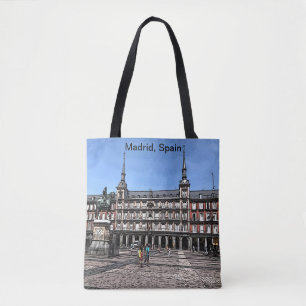 Bolsa Tote Arte em quadrinhos de uma praça em Madrid, Espanha
