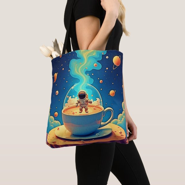 Bolsa Tote Arte Espacial do Café do Astronauta (Close Up)