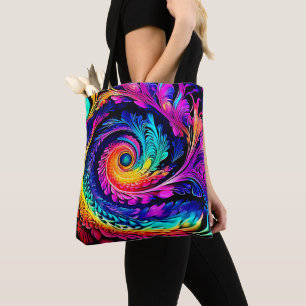 Bolsa Tote Arte Espiral Colorida Psicodélica