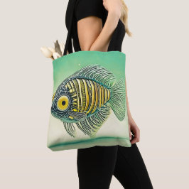 Bolsa Tote Arte Estilizada de Peixes