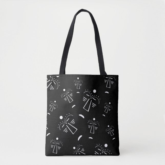 Bolsa Tote Arte facial de tatuagem tribal africana abstrata (Frente)