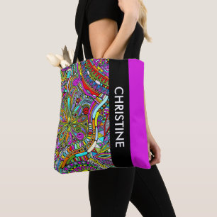 Bolsa Tote Arte Fantástica de Esboço - Flores de Abstrato 1