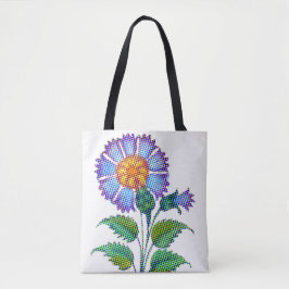 Bolsa Tote Arte Fina Meia-Tinta Flor Azul