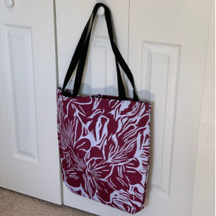 Bolsa Tote Arte Floral Abstrata Compras no Supermercado Praia