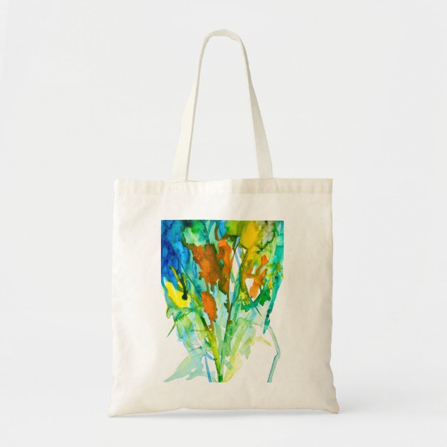 Bolsa Tote Arte floral abstrata em aquarela (Frente)