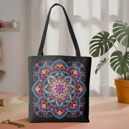 Bolsa Tote Arte Floral Boho Folclórica