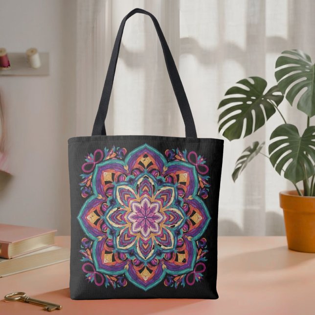 Bolsa Tote Arte Floral Boho Folclórica (Criador carregado)