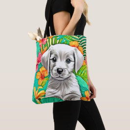 Bolsa Tote Arte Floral de Cachorrinho