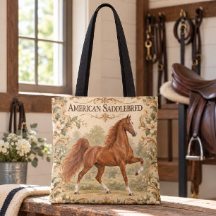 Bolsa Tote Arte Floral de Cavalo American Saddlebred Elegante