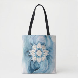 Bolsa Tote Arte floral de mandala em aquarela