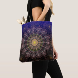 Bolsa Tote Arte floral espumante no céu noturno limpo