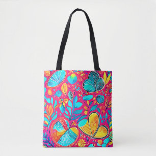 Bolsa Tote Arte Floral Vibrante