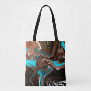 Bolsa Tote Arte Fluida Marrom e Azul
