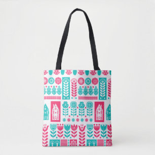 Bolsa Tote Arte Folclórica Escandinava: Vintage Invisível