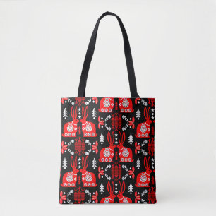Bolsa Tote Arte Foliar Nórdica Escandinava do Coelho