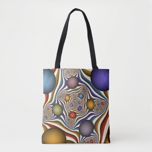Bolsa Tote Arte Fractal Abstrato Colorida (Frente)