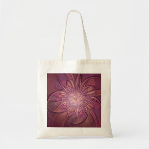 Bolsa Tote Arte fractal floral moderna abstrata em cores de b