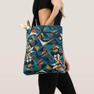 Bolsa Tote Arte Geométrica Abstrata Moderna - Laranja Teal Re