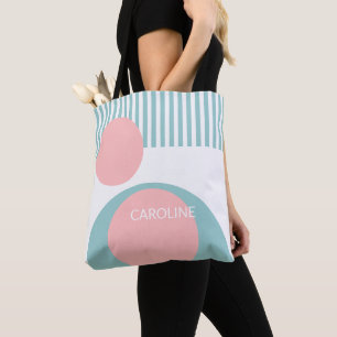 Bolsa Tote Arte Geométrica Abstrata Personalizada com Listras