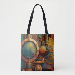 Bolsa Tote Arte Geométrica Industrial Steampunk