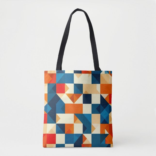 Bolsa Tote 🟦 Arte Geométrica Moderna Diária (Frente)
