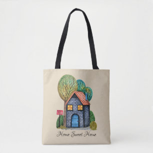 Bolsa Tote Arte Home doce Home bonito da aguarela