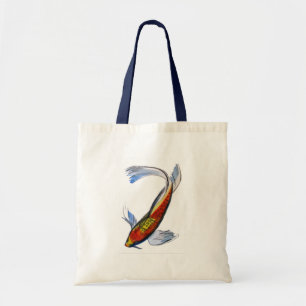 Bolsa Tote Arte japonesa alaranjada da carpa do watercolour