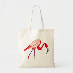Bolsa Tote Arte laranja flamingo aquarela