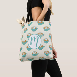 Bolsa Tote Arte latina em canecas de café azul