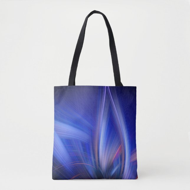Bolsa Tote Arte Leve Abstrato de Lotus Elegante Azul (Frente)