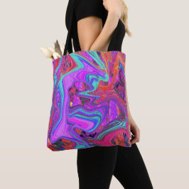Bolsa Tote Arte líquida Abstrato cor-de-rosa, azul e laranja