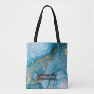 Bolsa Tote Arte líquida de Abstrato de tinta a álcool Doura