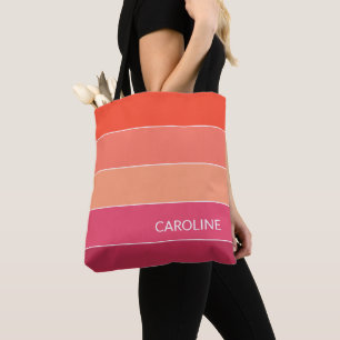 Bolsa Tote Arte Listrada de Verão Colorida Personalizada