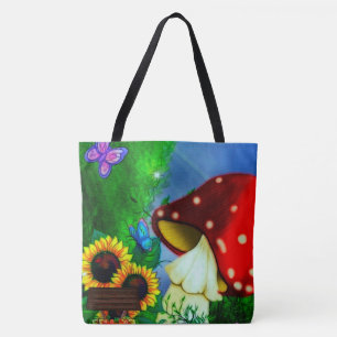 Bolsa Tote Arte lunática da fantasia da sarjeta de Shroom