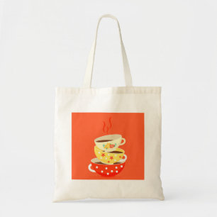 Bolsa Tote Arte lunática retro dos copos de chá do vintage 