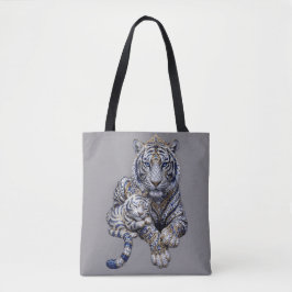 Bolsa Tote Arte Majestosa do Tigre Branco Realeza Joalheria